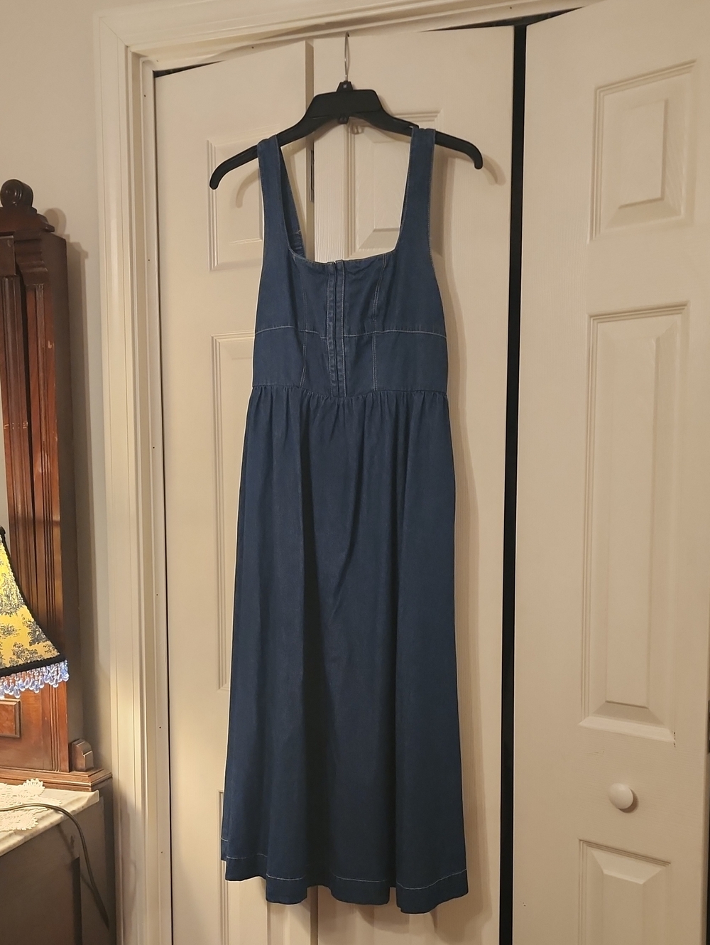 Sleeveless Denim Maxi Dress - Blue
